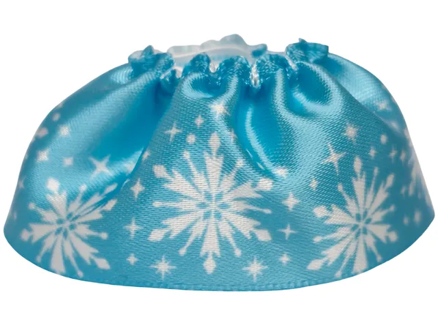 Duplo Wear Cloth Skirt Satin with Snowflakes and Sparkles on Medium Azure Background Pattern