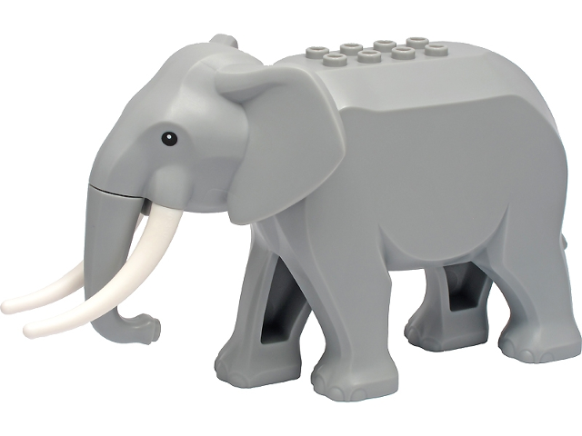 Elephant, Fixed Legs with Long White Tusks