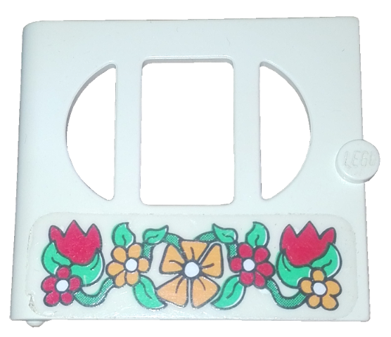 Fabuland Door with Oval Pane in 3 Sections with Flowers Pattern (Sticker) - Set 3635