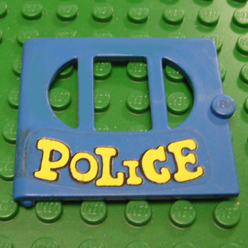 Fabuland Door with Oval Pane in 3 Sections with 'POLICE' Pattern (Sticker) - Sets 140-1 / 350-3