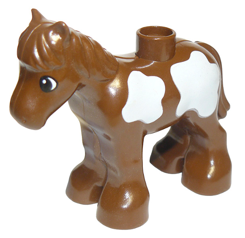 Duplo Horse Foal Baby with Large White Spots