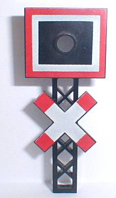 Train Level Crossing Sign with Crossed Bars and Panel with Hole for Light