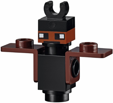 Minecraft Bat (Plate, Round 1 x 1, Thin Dark Brown Neck Bracket) - Brick Built