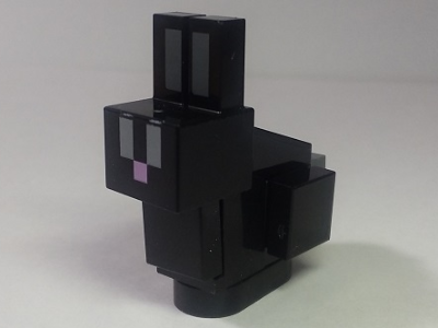 Minecraft Bunny / Rabbit, Black with Light Bluish Gray Eyes - Brick Built