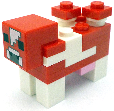 Minecraft Cow, Mooshroom (Red and White, White Forehead) - Brick Built
