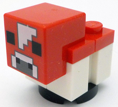 Minecraft Cow, Mooshroom, Baby (White Forehead) - Brick Built