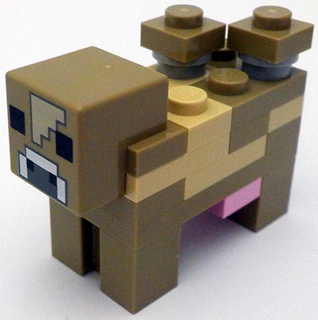 Minecraft Cow, Mooshroom (Dark Tan and Tan) - Brick Built