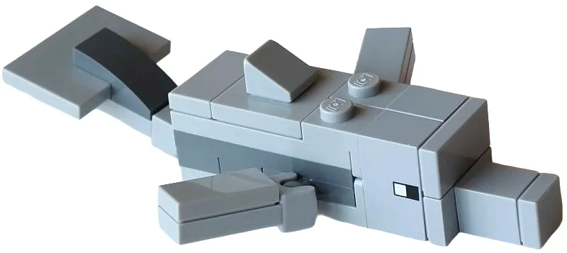 Minecraft Dolphin (2 Light Bluish Gray Plate 1 x 4 Inside, 2 Bracket 1 x 1 - 1 x 1) - Brick Built