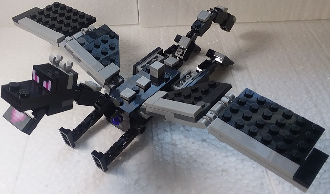 Minecraft Ender Dragon, Square Wings - Brick Built