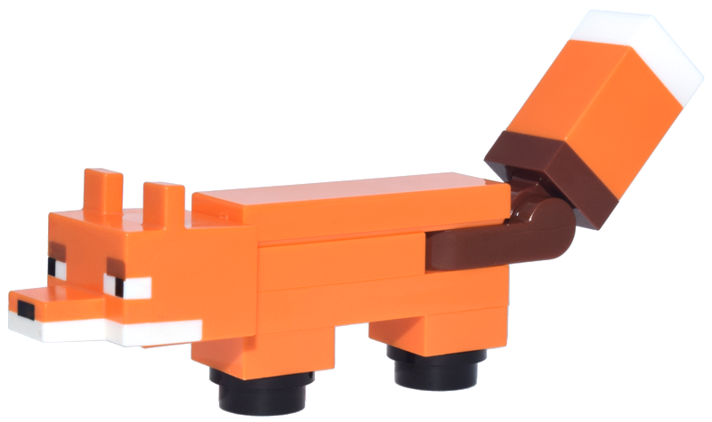 Minecraft Fox, Molded White Face (Plate 1 x 2 in Body) - Brick Built