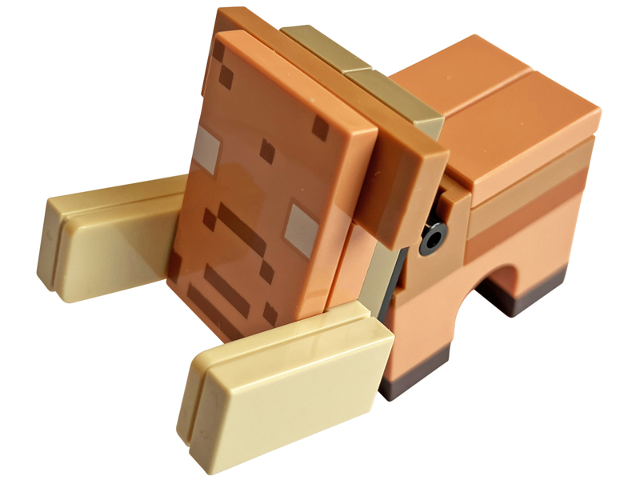 Minecraft Hoglin, Baby, Nougat Face (Nougat Plate, Modified 1 x 3 with 2 Studs) - Brick Built