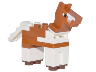 Minecraft Horse, Dark Orange, White Spots on Nose - Brick Built