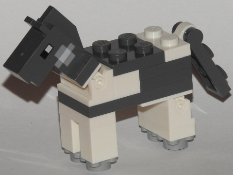 Minecraft Horse, Dark Bluish Gray - Brick Built
