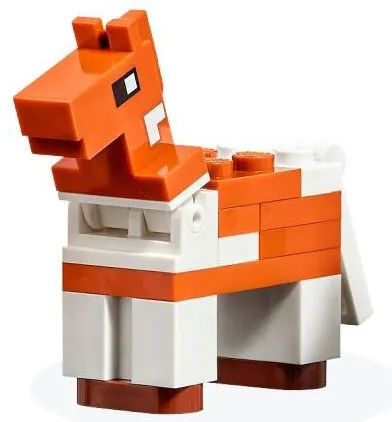 Minecraft Horse, Dark Orange, White Spots on Neck - Brick Built