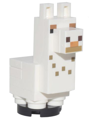 Minecraft Alpaca / Llama, Baby, White with Dark Tan Spots, Tile on Back - Brick Built