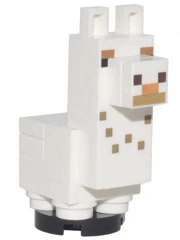 Minecraft Alpaca / Llama, Baby, White with Dark Tan Spots, Tile on Back - Brick Built