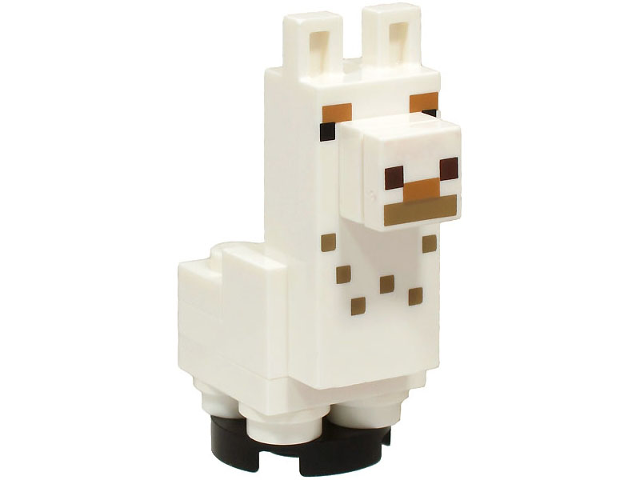 Minecraft Alpaca / Llama, Baby, White with Dark Tan Spots, Studs on Back - Brick Built