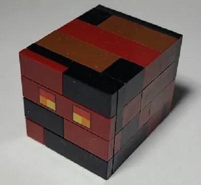 Minecraft Magma Cube, Large (Black, Dark Red, and Reddish Brown Exterior) - Brick Built