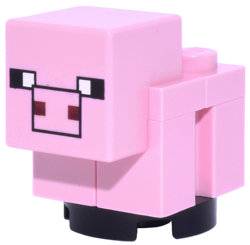 Minecraft Pig, Baby (Plain Snout with Black Outline) - Brick Built