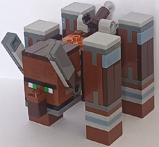 Minecraft Ravager, Dark Bluish Gray Horns - Brick Built