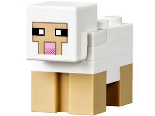 Minecraft Sheep, White, Plate 2 x 2 on Back - Brick Built