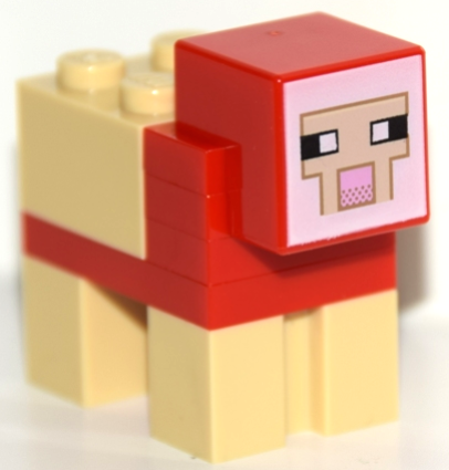 Minecraft Sheep, Red, Sheared - Brick Built