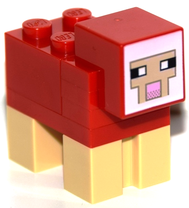 Minecraft Sheep, Red - Brick Built