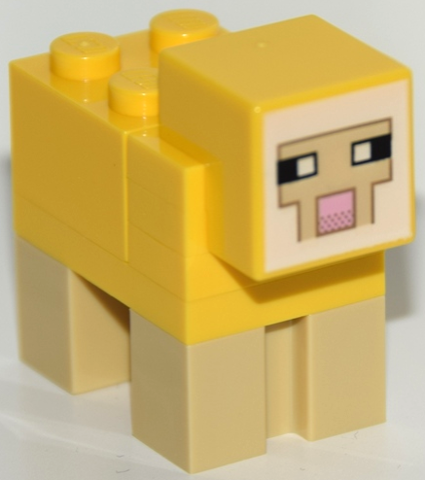 Minecraft Sheep, Yellow (Yellow Plate 2 x 3) - Brick Built