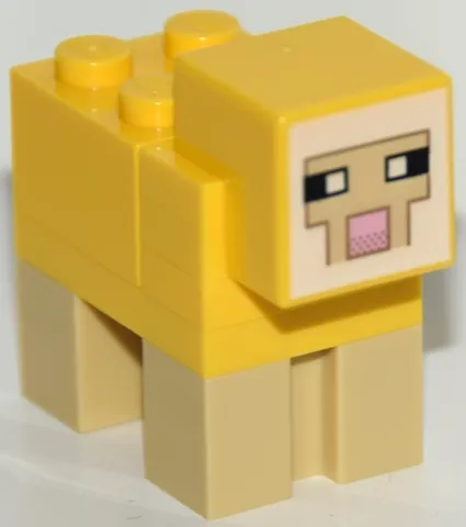 Minecraft Sheep, Yellow (Yellow Plate 2 x 3) - Brick Built