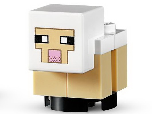 Minecraft Sheep, Lamb, Tan Legs, White Head - Brick Built