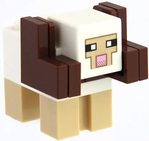 Minecraft Sheep, White, Horns - Brick Built