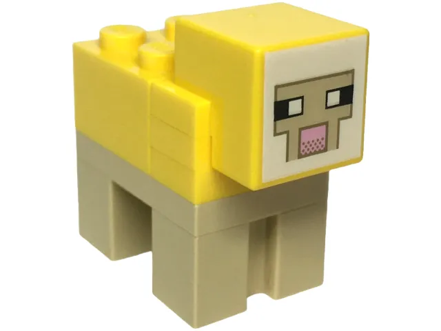 Minecraft Sheep, Yellow (Tan Plate 2 x 3) - Brick Built