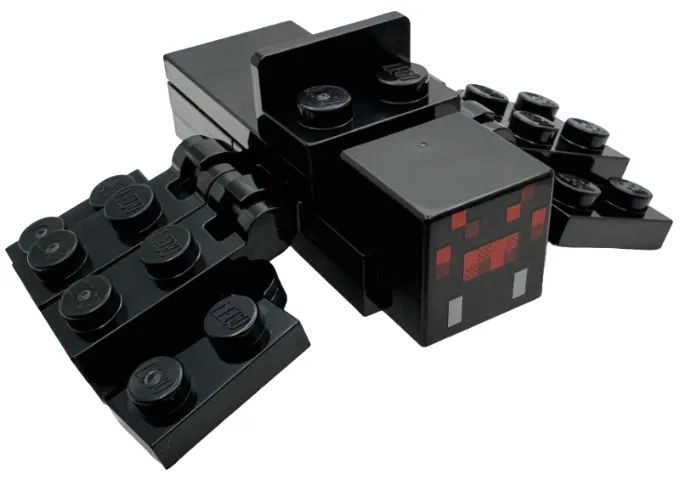 Minecraft Spider with Bracket for Jockey Attachment, Light Bluish Gray Fangs - Brick Built