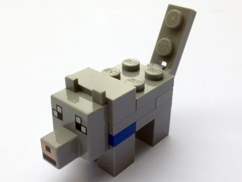 Minecraft Wolf, Tamed (Blue Plate 1 x 2) - Brick Built