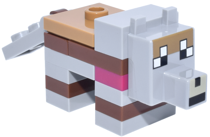 Minecraft Wolf, Tamed, Medium Nougat and Reddish Brown Fur - Brick Built