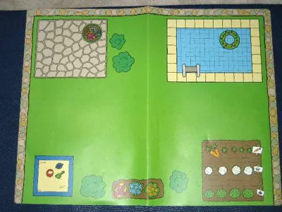 Plastic Part for Sets  3620 and 9130 - Playmat with Lawn, Swimming Pool, Garden, Sandbox and Patio