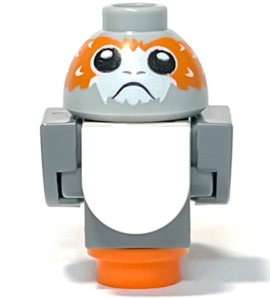 Porg, Star Wars with Dark Bluish Gray Body, Wings and Tail, High Raised Feathers between Eyes - Brick Built