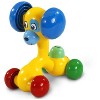 Primo Rattle Dog 3-Faced with Red and Green Wheels and Blue Ears