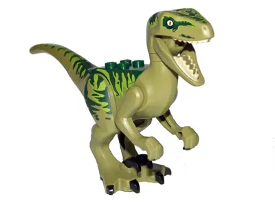 Dinosaur Raptor / Velociraptor with Dark Green Back, Lime Markings and Black Claws (Jurassic World Charlie)