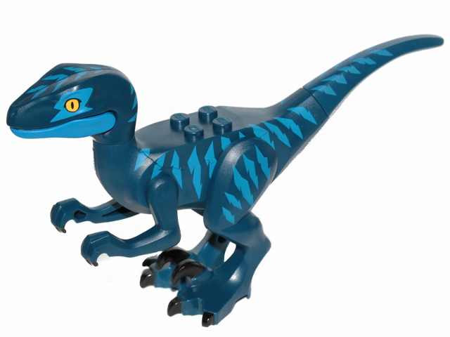Dinosaur Raptor / Velociraptor with Blue Markings and Blue Eye Patch