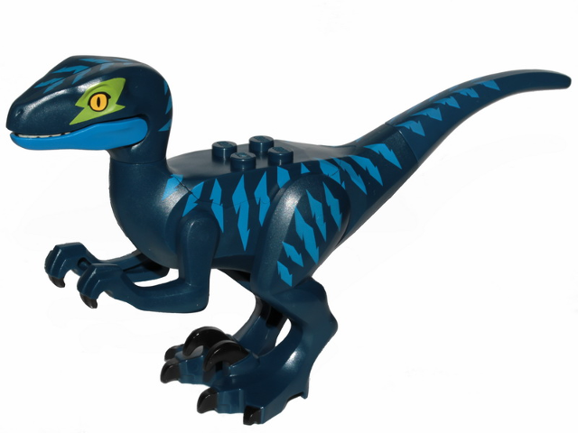 Dinosaur Raptor / Velociraptor with Blue Markings and Lime Eye Patch