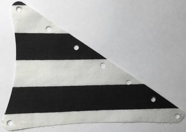 Cloth Sail Triangular 15 x 22 with Black Thick Stripes Pattern on Both Sides