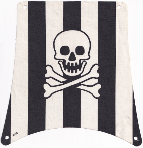 Cloth Sail Square with Black Stripes, Skull and Crossbones Pattern