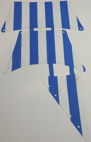 Cloth Sail Assembly of 3 Sails with Blue Thick Stripes Pattern