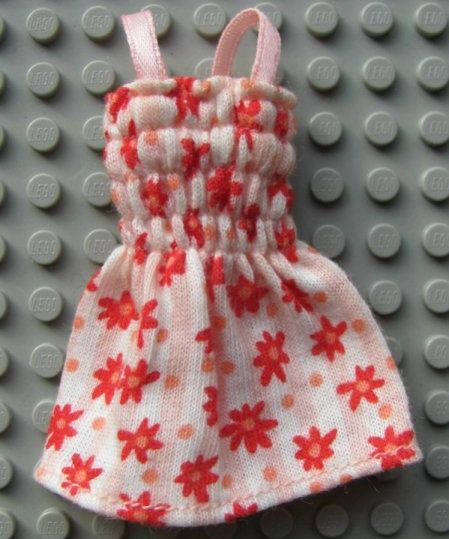 Scala, Clothes Female Dress with Skirt with Salmon Dots and Red Flowers Pattern