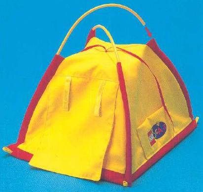 Scala Cloth Tent with Red Base and LEGO Scala Logo Pattern - With Poles