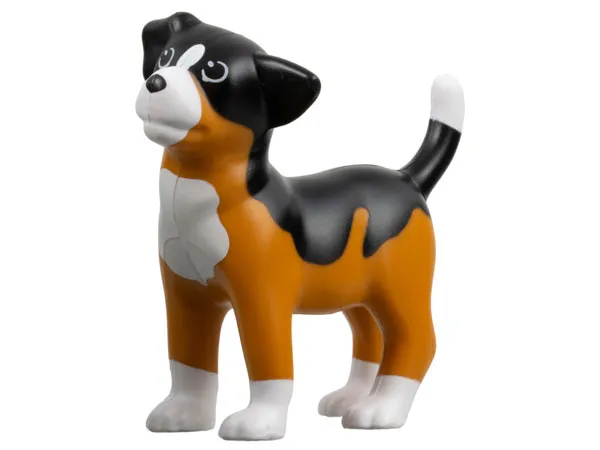 Dog, Scala, Puppy with Black Back and White Chest, Feet, and Muzzle Pattern (Sniff)