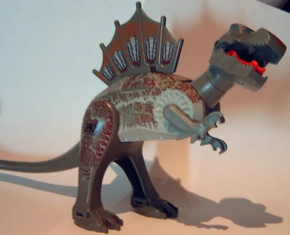 Dinosaur Spinosaurus with Dark Gray and Dark Red Scales