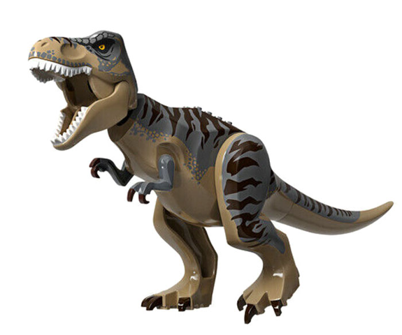 Dinosaur Tyrannosaurus rex with Dark Bluish Gray Back and Dark Brown Markings