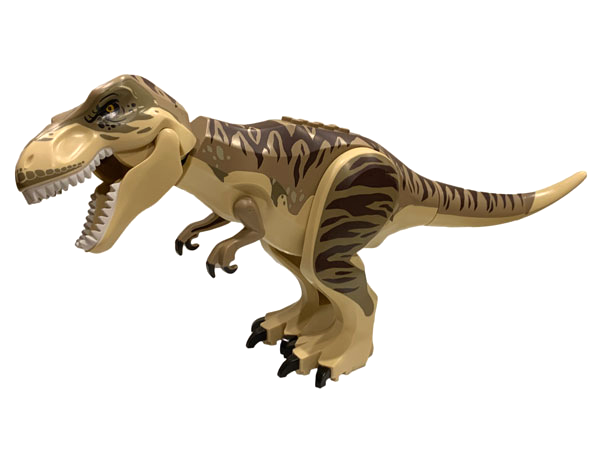 Dinosaur Tyrannosaurus rex with Dark Tan Back, Dark Brown Markings and White Teeth